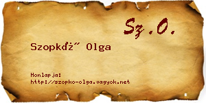 Szopkó Olga névjegykártya