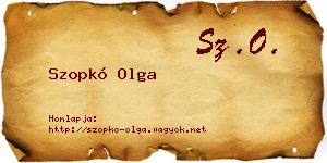 Szopkó Olga névjegykártya